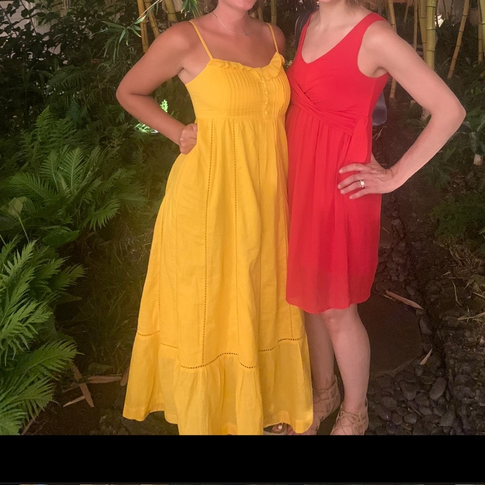 anthropologie yellow maxi dress